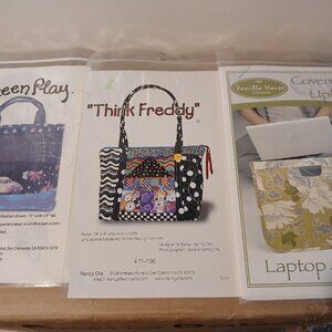Sewing Patterns Nancy Ota Vanilla House Laptop Satchel Totes Purses Double handl